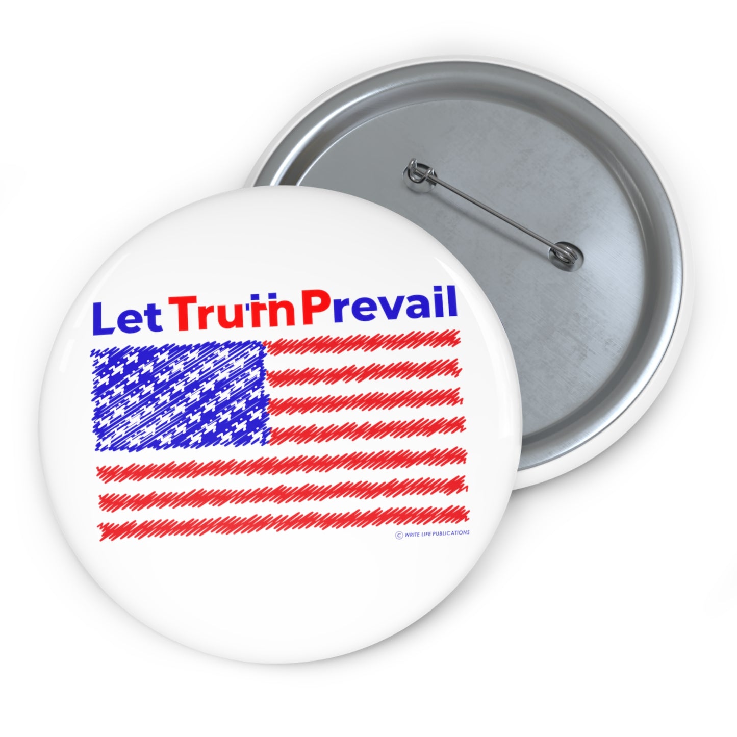 Let Truth (Trump) Prevail with American Flag Custom Pin Buttons