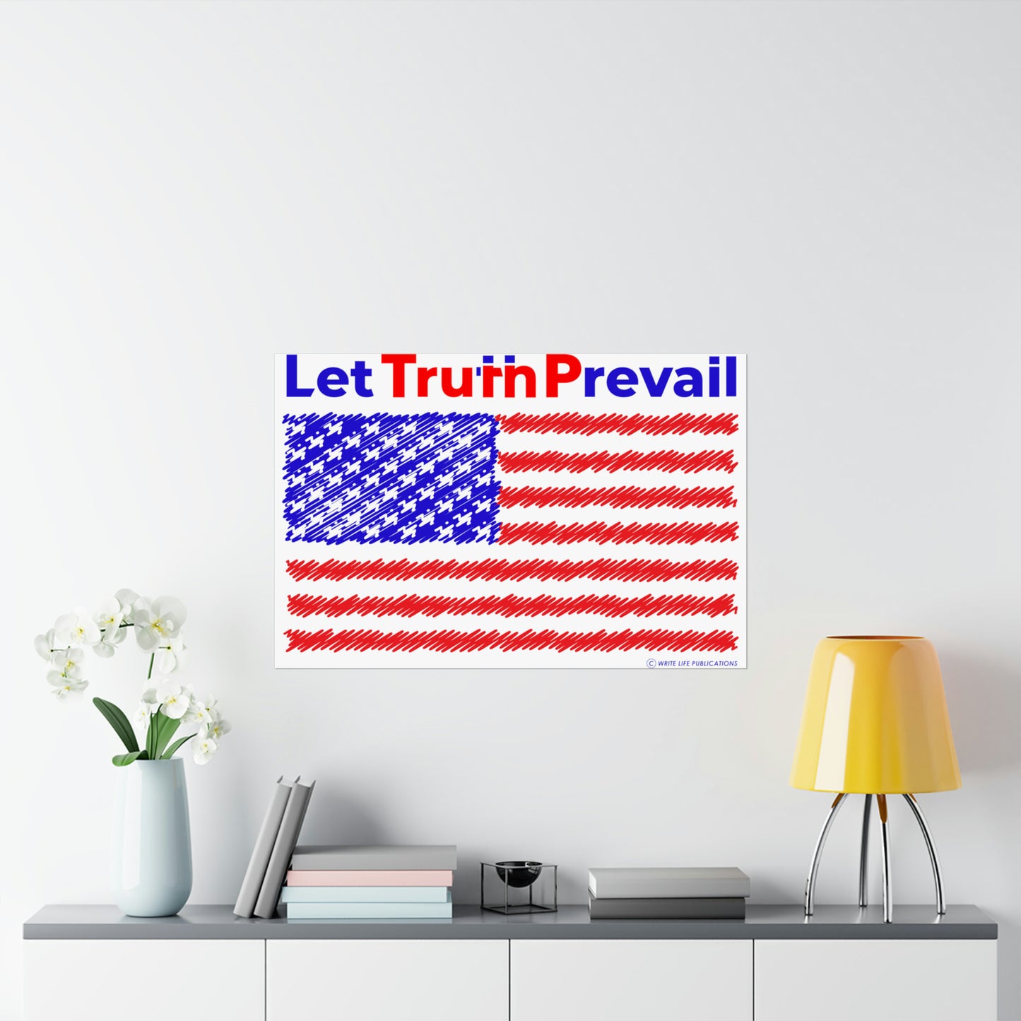 Let Truth (Trump) Prevail with American Flag Premium Matte Horizontal Poster