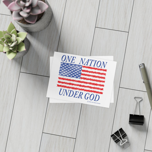 One Nation Under God with American Flag Postcard Bundles (envelopes included)